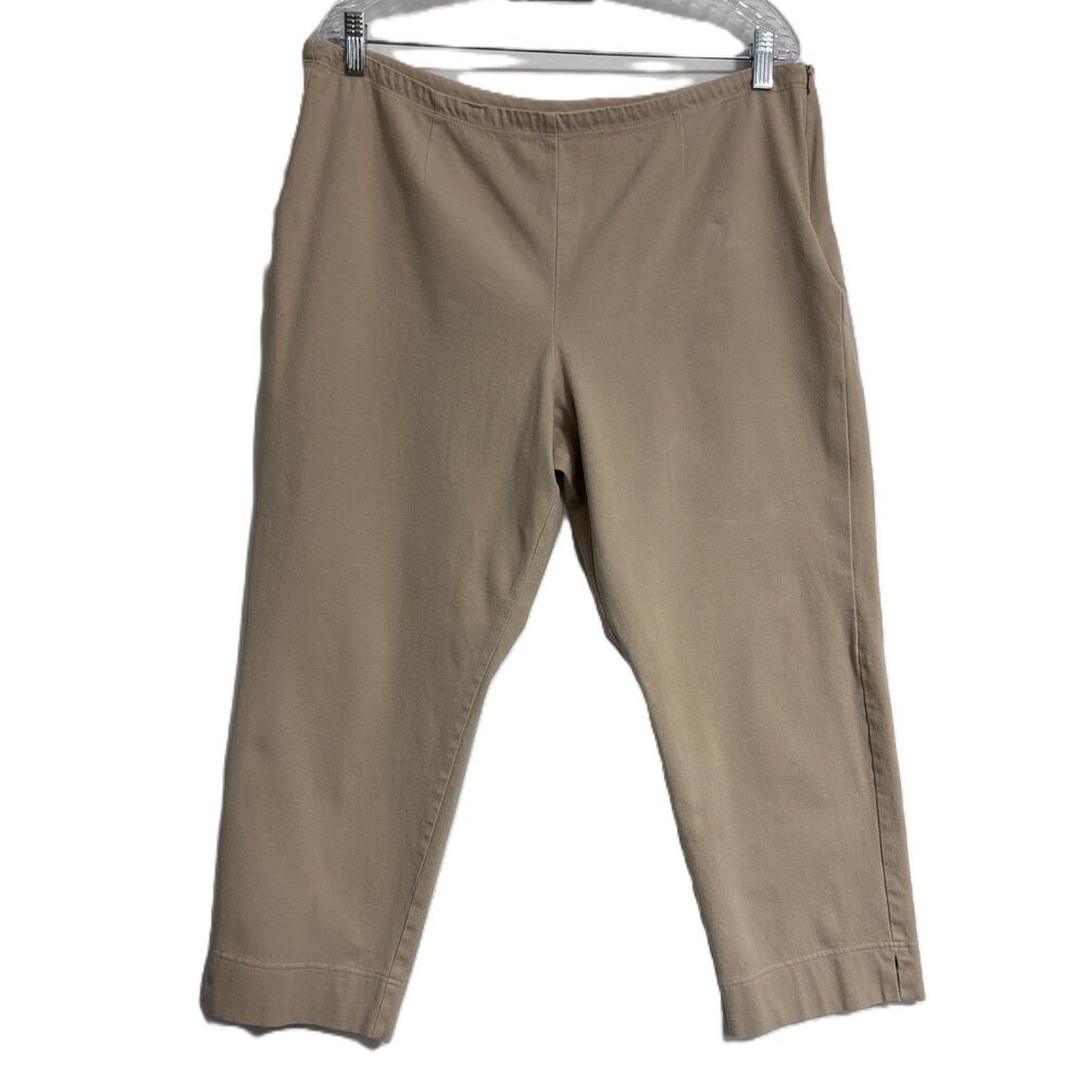 Chicos Pants 3 ( XL 16) Tan Beige Ankle Slim Leg Pull On Zipper Side Casual - Picture 2 of 9